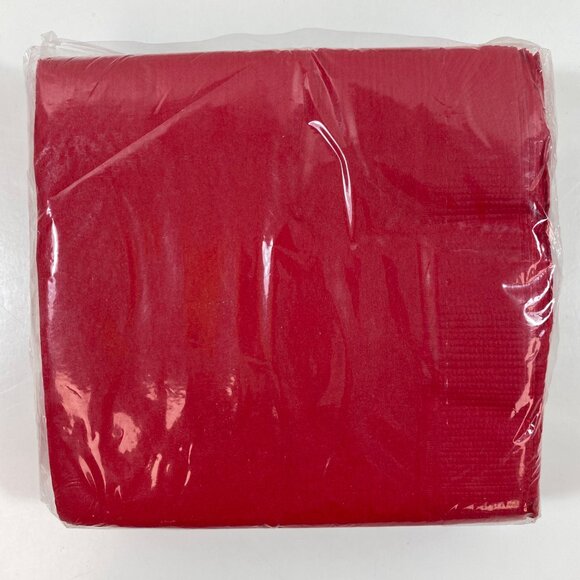 Value Pack 50 Count 2 Ply Red Beverage Napkins Party Paper Disposable 9.75x9.75" - Picture 2 of 5